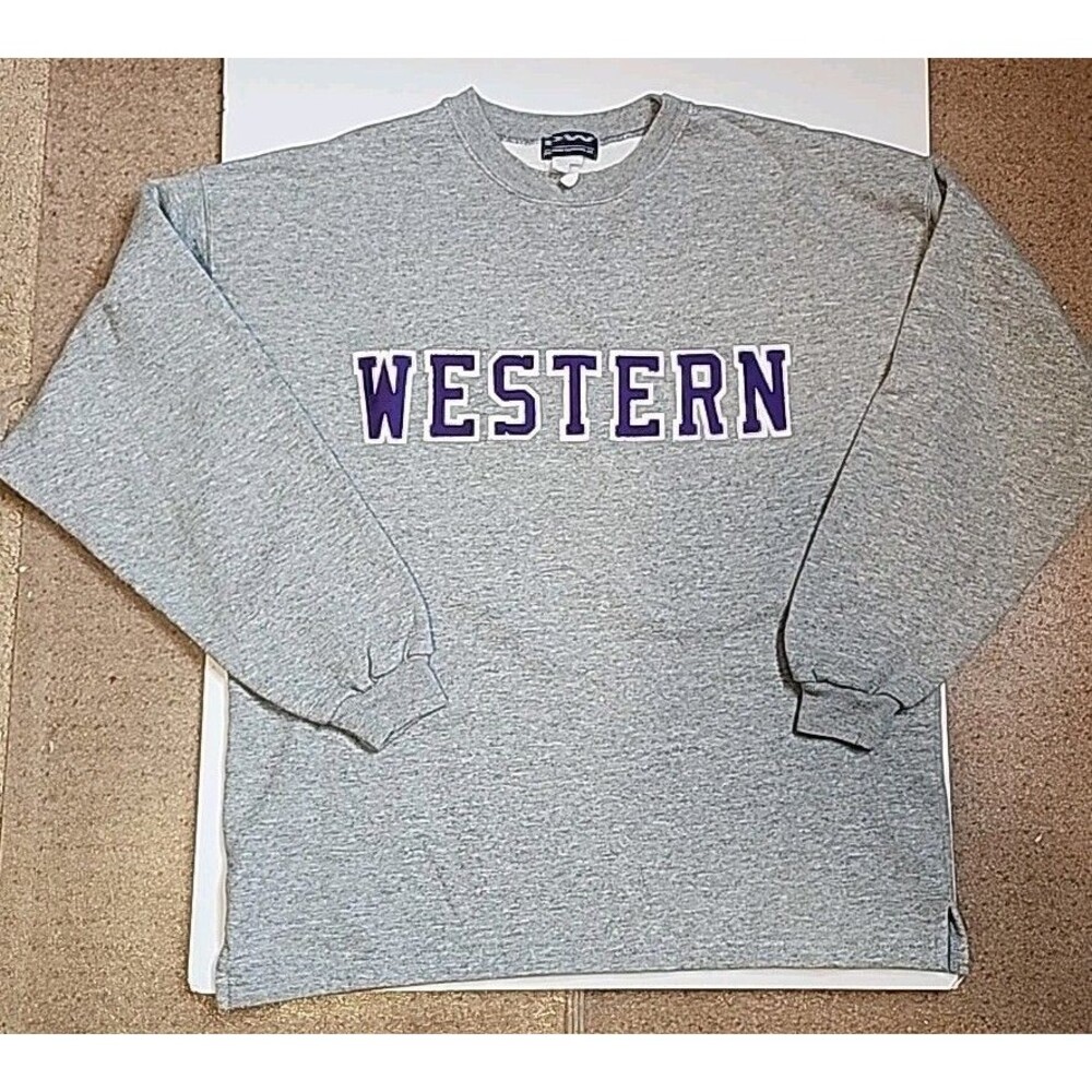 The University Of Western Ontario Sweatshirt Gray & Purple Stitched DW Medium